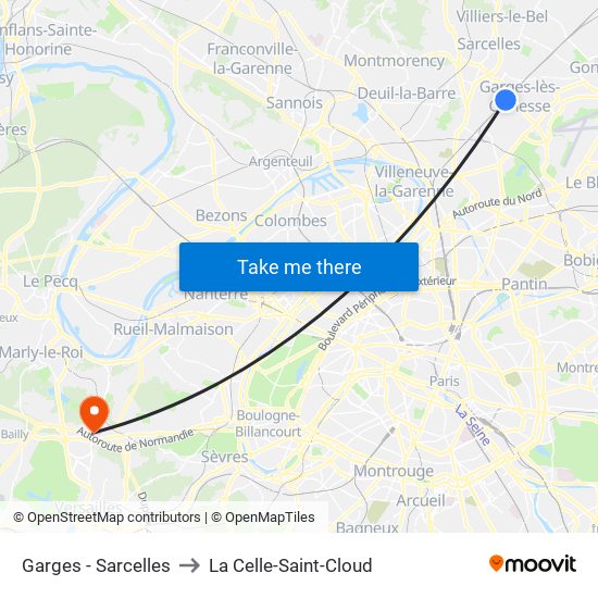 Garges - Sarcelles to La Celle-Saint-Cloud map