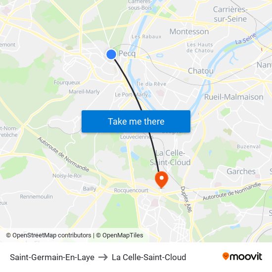 Saint-Germain-En-Laye to La Celle-Saint-Cloud map