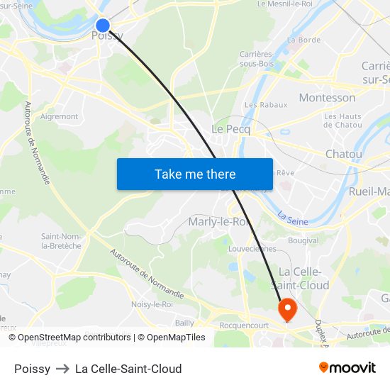 Poissy to La Celle-Saint-Cloud map