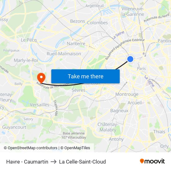 Havre - Caumartin to La Celle-Saint-Cloud map