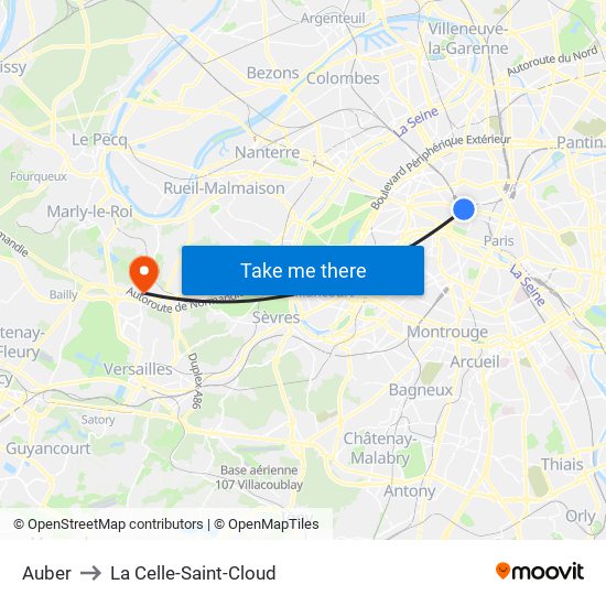 Auber to La Celle-Saint-Cloud map
