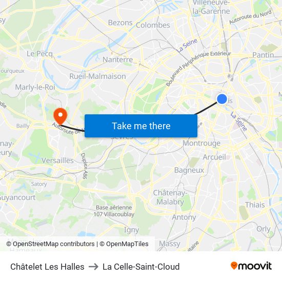 Châtelet Les Halles to La Celle-Saint-Cloud map