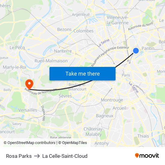 Rosa Parks to La Celle-Saint-Cloud map