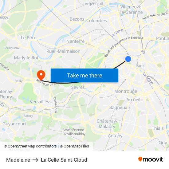 Madeleine to La Celle-Saint-Cloud map