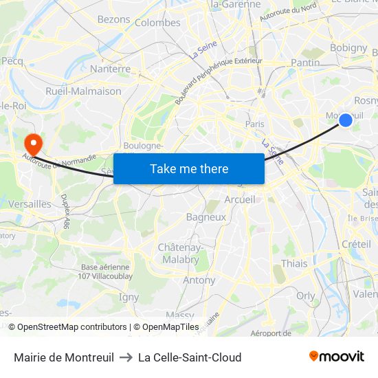 Mairie de Montreuil to La Celle-Saint-Cloud map