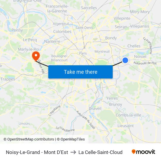 Noisy-Le-Grand - Mont D'Est to La Celle-Saint-Cloud map