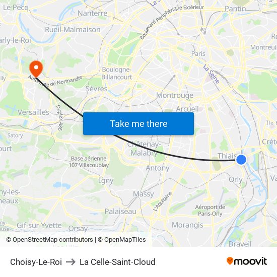 Choisy-Le-Roi to La Celle-Saint-Cloud map