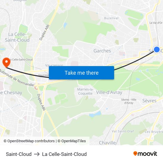 Saint-Cloud to La Celle-Saint-Cloud map