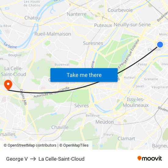 George V to La Celle-Saint-Cloud map
