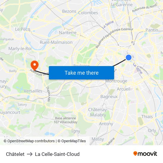 Châtelet to La Celle-Saint-Cloud map