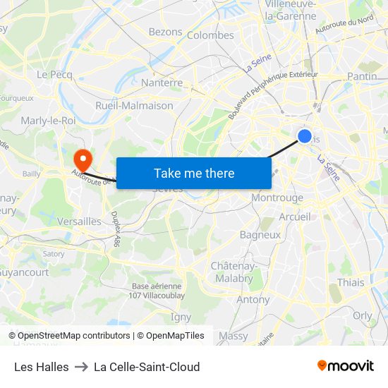 Les Halles to La Celle-Saint-Cloud map