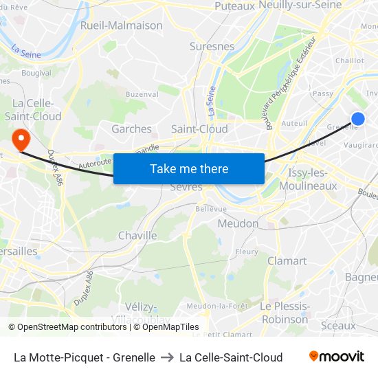 La Motte-Picquet - Grenelle to La Celle-Saint-Cloud map