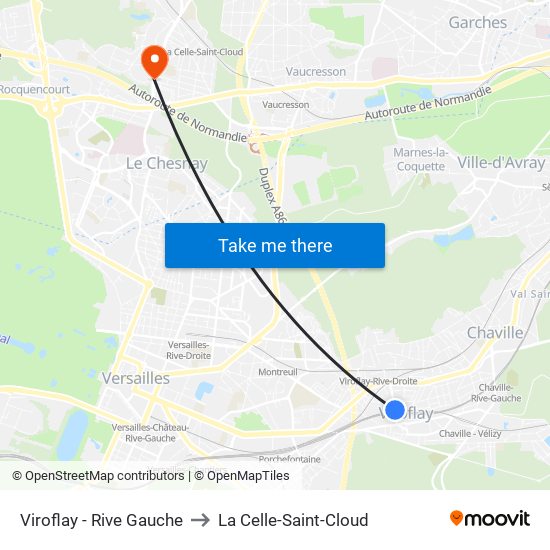 Viroflay - Rive Gauche to La Celle-Saint-Cloud map