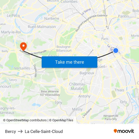 Bercy to La Celle-Saint-Cloud map