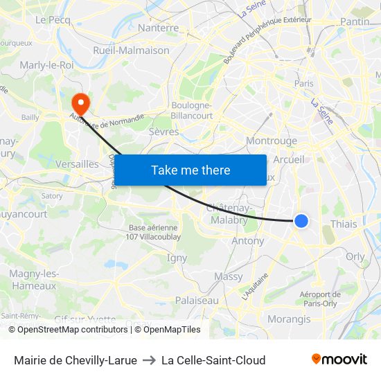 Mairie de Chevilly-Larue to La Celle-Saint-Cloud map