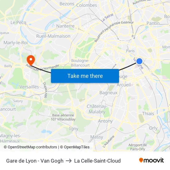 Gare de Lyon - Van Gogh to La Celle-Saint-Cloud map