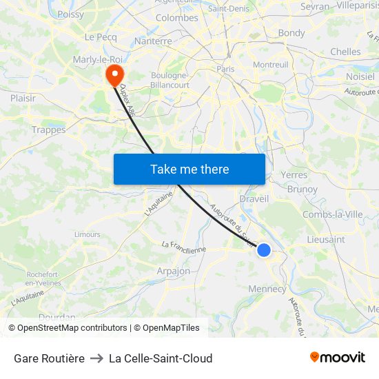 Gare Routière to La Celle-Saint-Cloud map