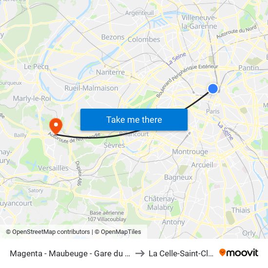 Magenta - Maubeuge - Gare du Nord to La Celle-Saint-Cloud map