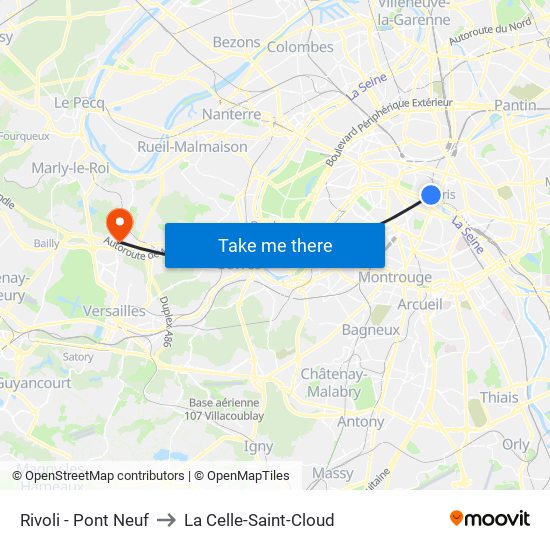 Rivoli - Pont Neuf to La Celle-Saint-Cloud map