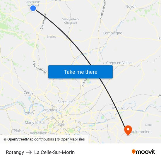 Rotangy to La Celle-Sur-Morin map