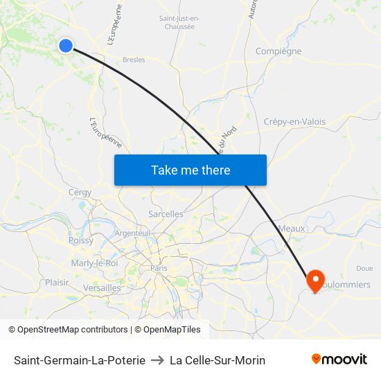 Saint-Germain-La-Poterie to La Celle-Sur-Morin map