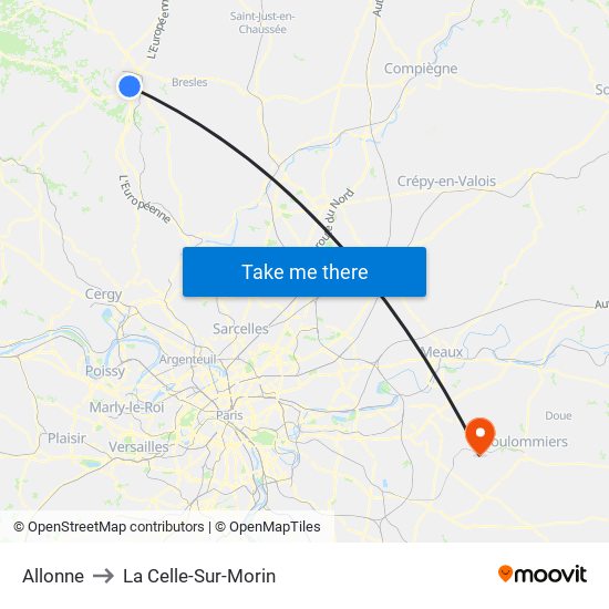 Allonne to La Celle-Sur-Morin map