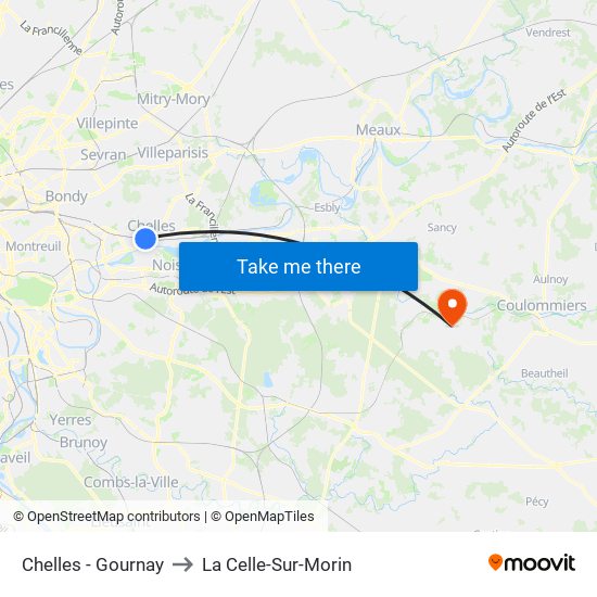 Chelles - Gournay to La Celle-Sur-Morin map