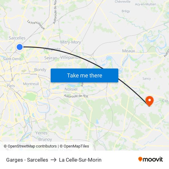 Garges - Sarcelles to La Celle-Sur-Morin map