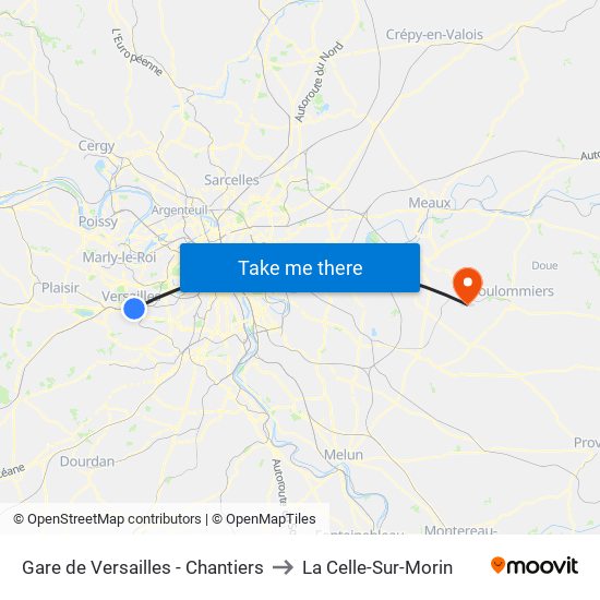 Gare de Versailles - Chantiers to La Celle-Sur-Morin map