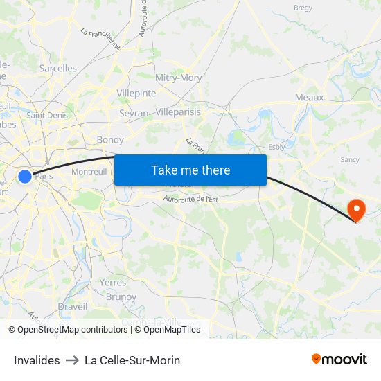 Invalides to La Celle-Sur-Morin map