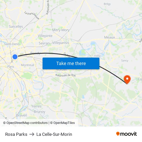 Rosa Parks to La Celle-Sur-Morin map