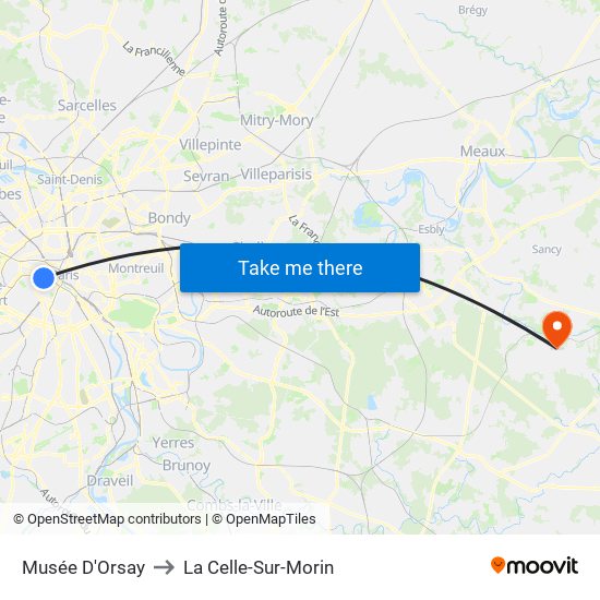 Musée D'Orsay to La Celle-Sur-Morin map