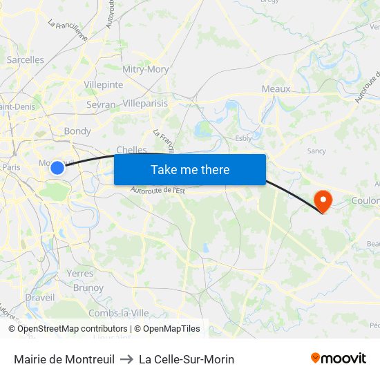 Mairie de Montreuil to La Celle-Sur-Morin map