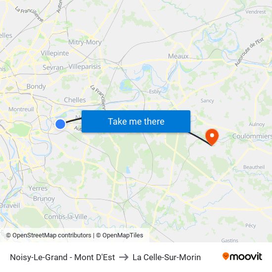 Noisy-Le-Grand - Mont D'Est to La Celle-Sur-Morin map