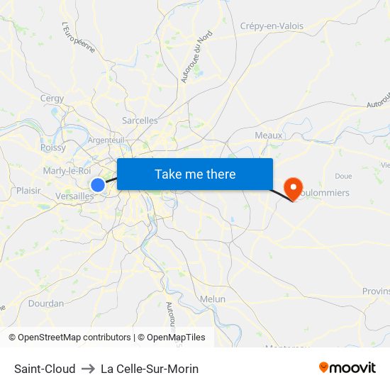 Saint-Cloud to La Celle-Sur-Morin map