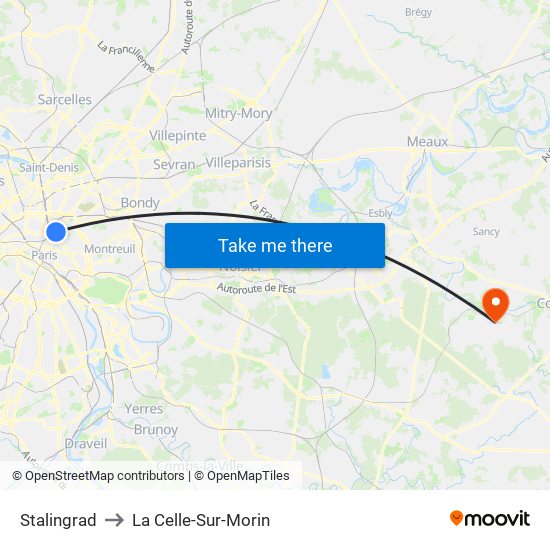 Stalingrad to La Celle-Sur-Morin map