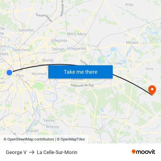 George V to La Celle-Sur-Morin map