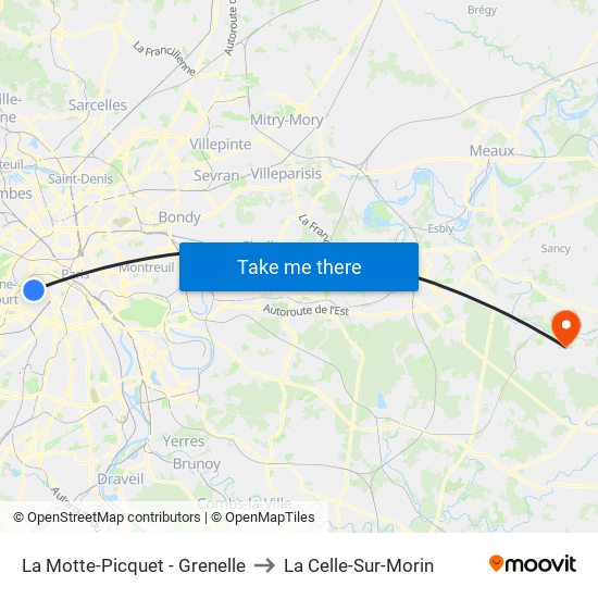 La Motte-Picquet - Grenelle to La Celle-Sur-Morin map