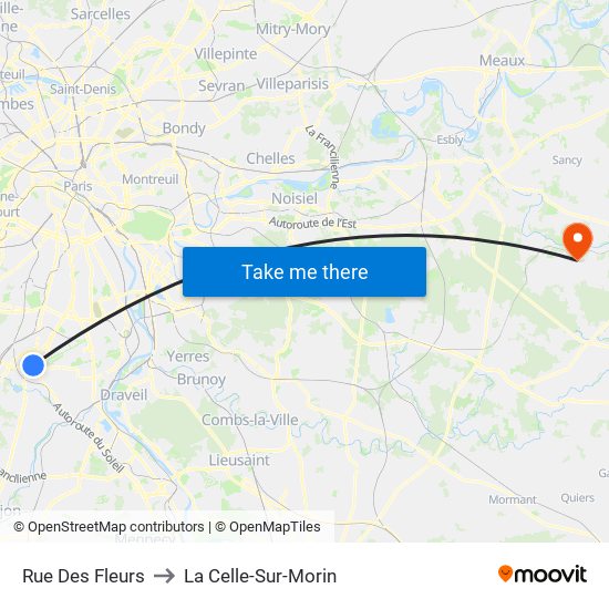 Rue Des Fleurs to La Celle-Sur-Morin map