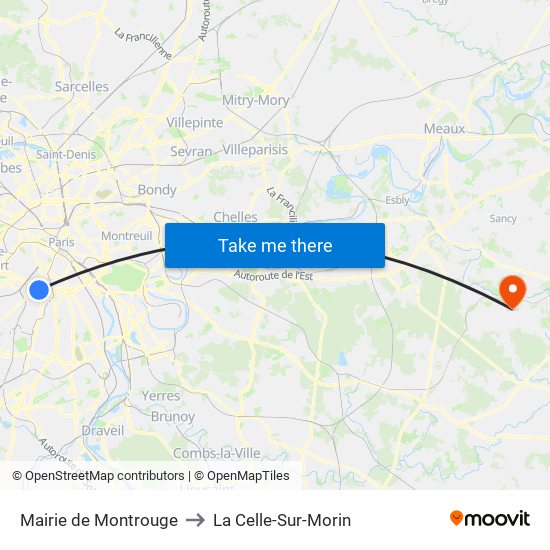 Mairie de Montrouge to La Celle-Sur-Morin map