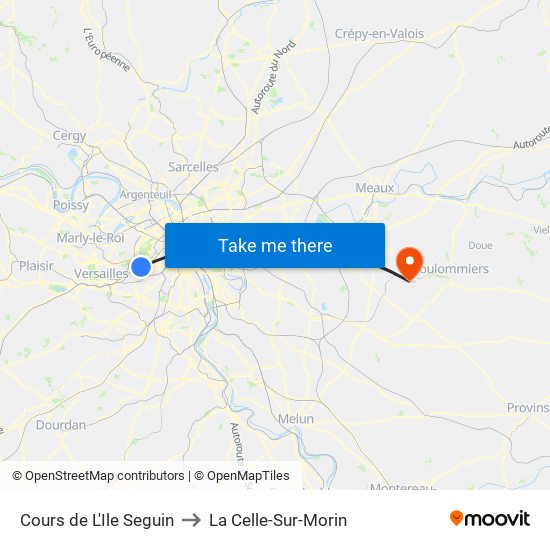Cours de L'Ile Seguin to La Celle-Sur-Morin map
