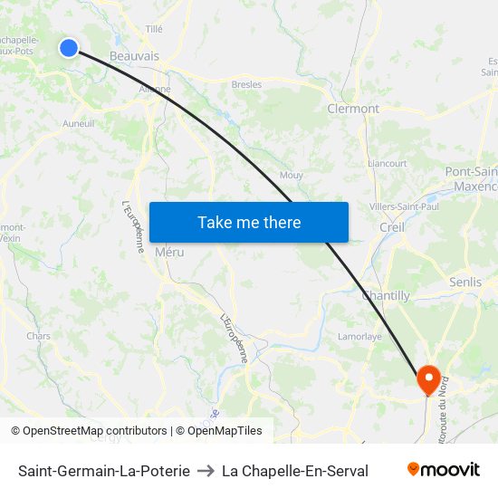 Saint-Germain-La-Poterie to La Chapelle-En-Serval map