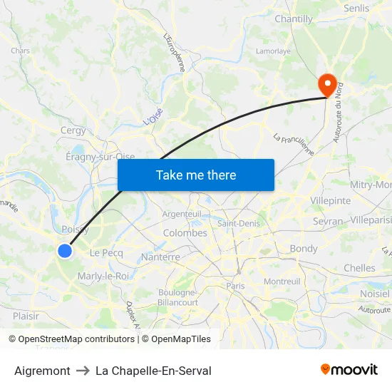 Aigremont to La Chapelle-En-Serval map