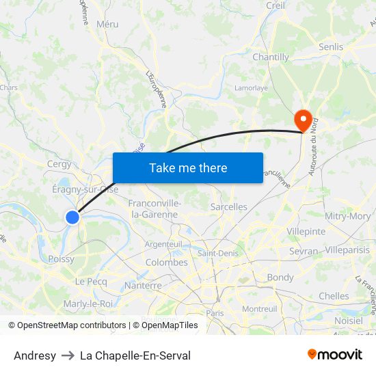 Andresy to La Chapelle-En-Serval map