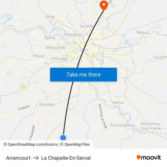 Arrancourt to La Chapelle-En-Serval map