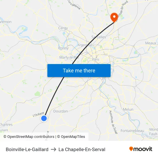 Boinville-Le-Gaillard to La Chapelle-En-Serval map