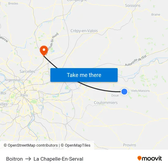Boitron to La Chapelle-En-Serval map