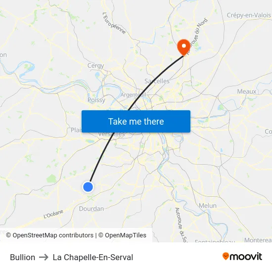 Bullion to La Chapelle-En-Serval map