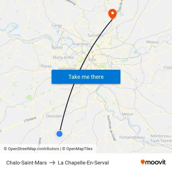 Chalo-Saint-Mars to La Chapelle-En-Serval map