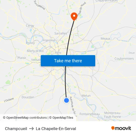 Champcueil to La Chapelle-En-Serval map